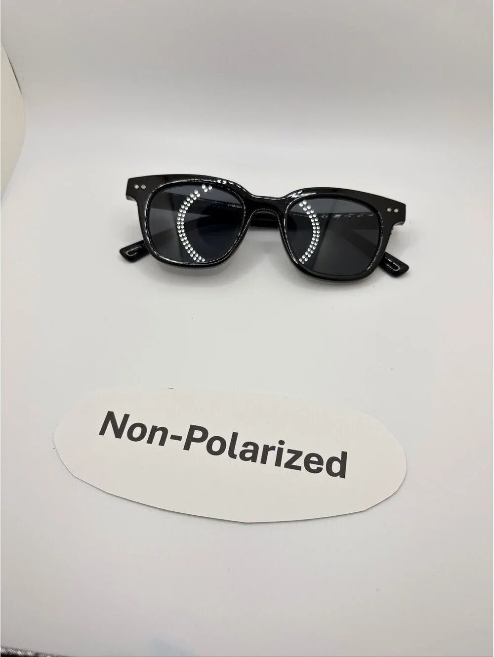 Lucky Brand LB59013 Square Rivet Sunglasses Shiny Black Frame Gray Lens
